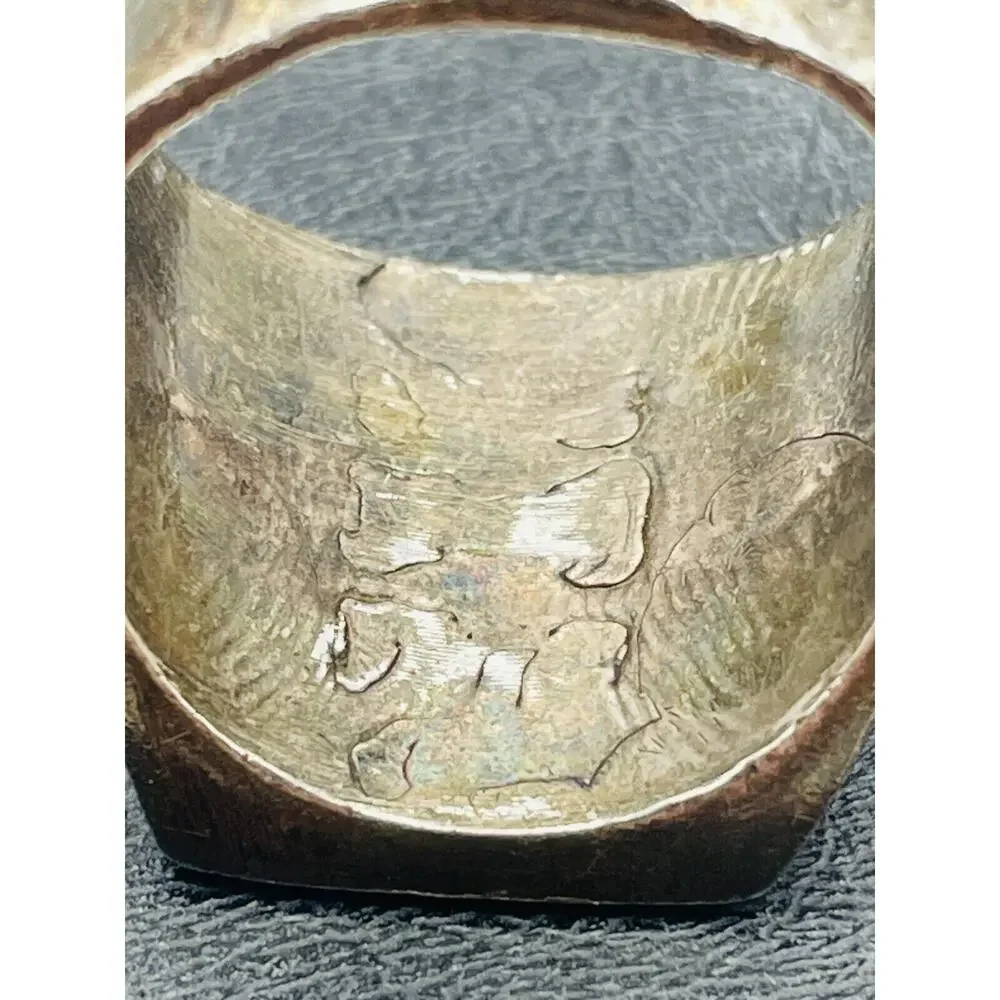 Crushed Turquoise and Coral Inlay Sterling Silver Ring Size 9.5 Native American